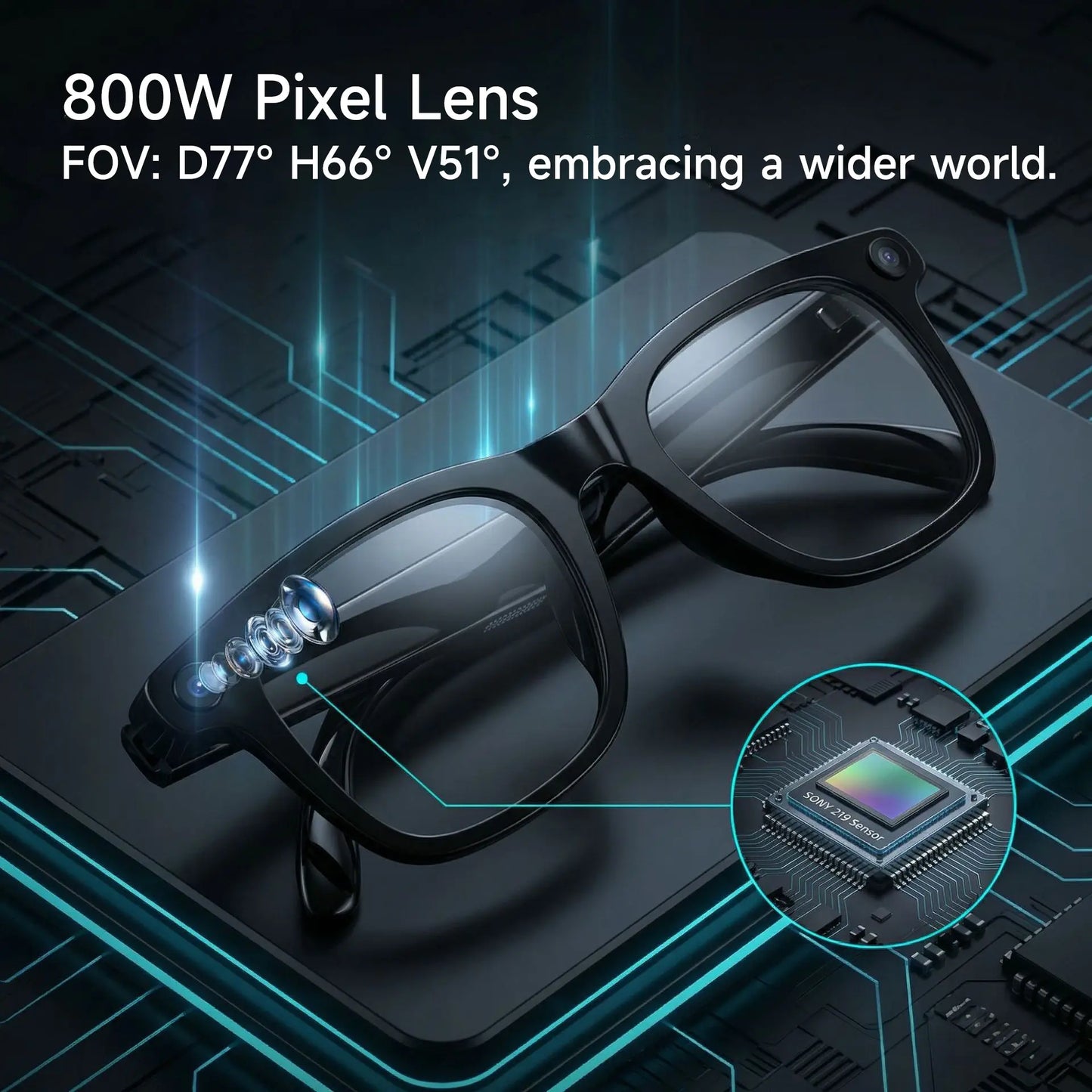 JEYUIN Smart Camera Glasses with Bluetooth Audio, Hands-Free Photo and Video Capture Wearable for Travel, Outdoor and Daily Use, Includes Translation Feature Support, Compatible with Iphone & Android