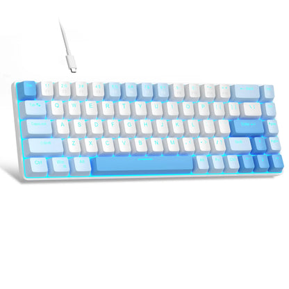 Magegee Portable 60% Mechanical Gaming Keyboard, Mk-Box LED White Backlit Compact 68 Keys Mini Wired Office Keyboard with Red Switch for Windows Laptop PC Mac - Grey