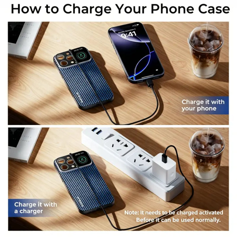 Smart Phone Case with 1.75-Inch HD Screen, 10 Second Custom Video Dial, Rear Camera Preview, Call & Message Alert, Music Control, Weather, Timer, Dynamic Smart Window, Multiple Model Options, Magnetic Wireless Charging, Practical Gadget Gift.