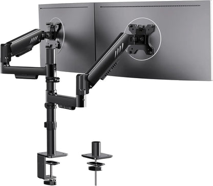 HUANUO Computer Monitor Stand, Desk Accessory for 13-32" Screens, 19.8 Lbs Max Weight per Arm, Built-In C-Clamp, Enhanced Stability, Upgraded Cable Management, VESA 75X75Mm/100X100Mm Compatible, Black Finish