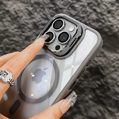 For Iphone 17 Pro Max 16 15 14 plus 13 Pro 12 11 Pro Max Magnetic Case,Compatible with Magsafe,Built-In Stand & Camera Lens Protector,Military-Grade Drop Shockproof Clear Acrylic Protective Phone Cover
