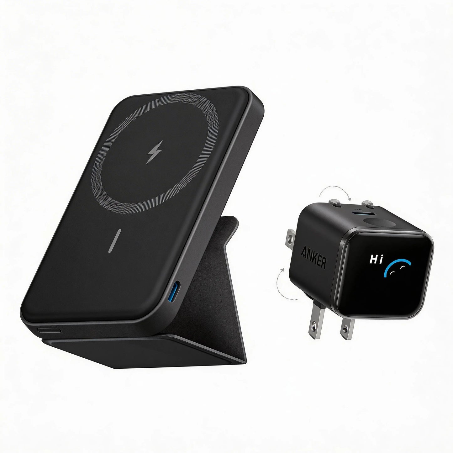 Anker 5,000mAh Magnetic Power Bank - Wireless Portable Charger with Foldable Stand and Side USB-C Port, Compatible with iPhone 17/16/15/14/13