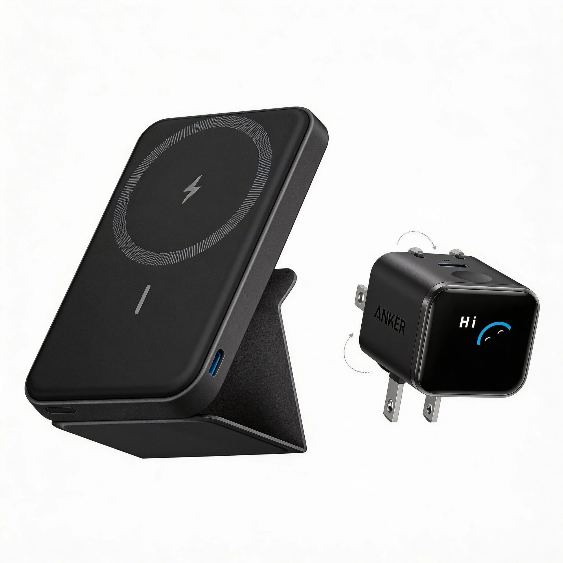 Anker 5,000mAh Magnetic Power Bank - Wireless Portable Charger with Foldable Stand and Side USB-C Port, Compatible with iPhone 17/16/15/14/13