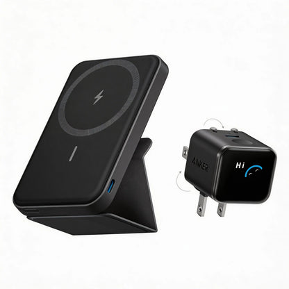 Anker 5,000mAh Magnetic Power Bank - Wireless Portable Charger with Foldable Stand and Side USB-C Port, Compatible with iPhone 17/16/15/14/13