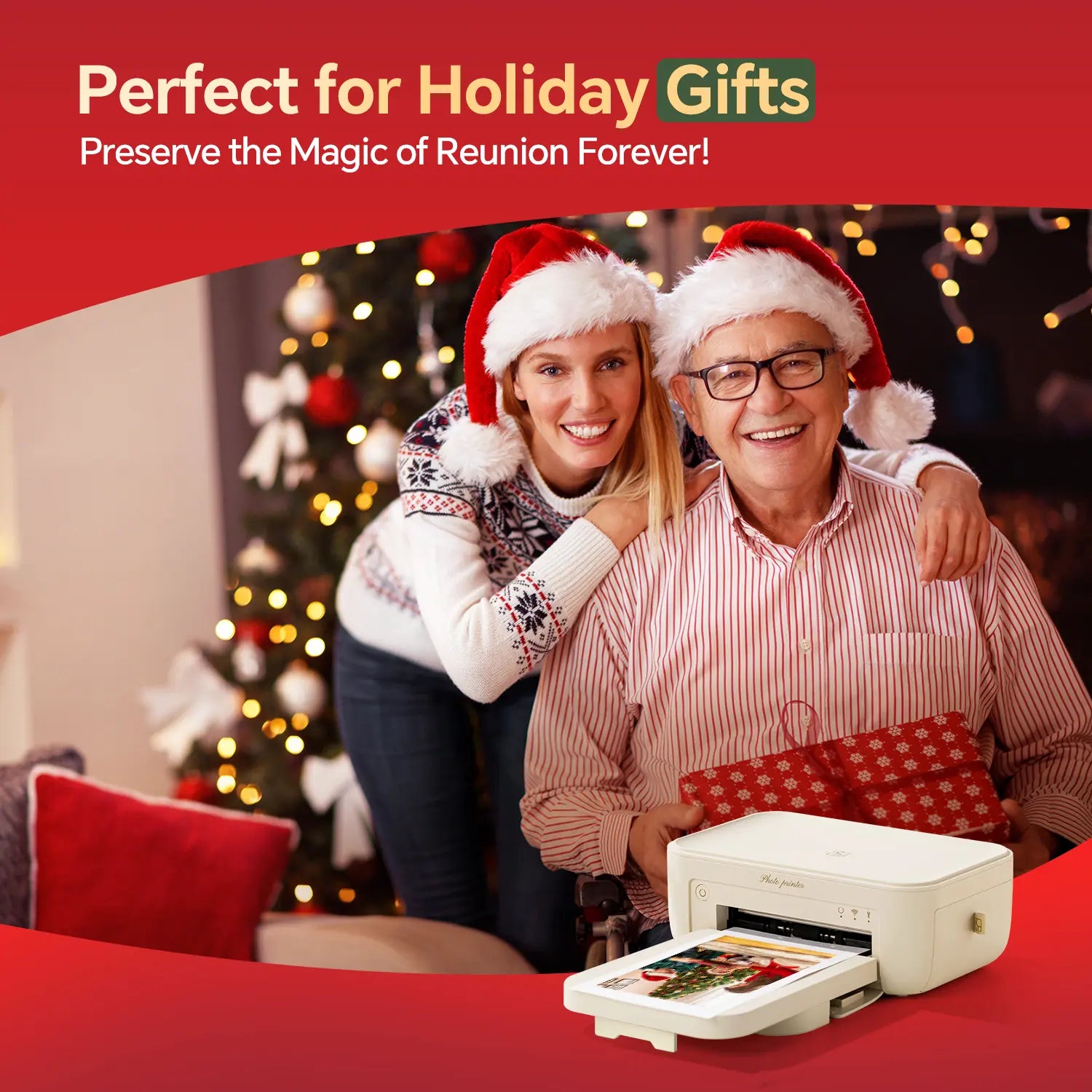 4X6 Photo Printer, Wireless Wifi Portable Printing, Includes 20 Sheets & 1 Ribbon, Compatible with Iphone & Android,Giftedinlove,Best Gift for Mom Birthday