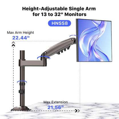 HUANUO Computer Monitor Stand, Desk Accessory for 13-32" Screens, 19.8 Lbs Max Weight per Arm, Built-In C-Clamp, Enhanced Stability, Upgraded Cable Management, VESA 75X75Mm/100X100Mm Compatible, Black Finish