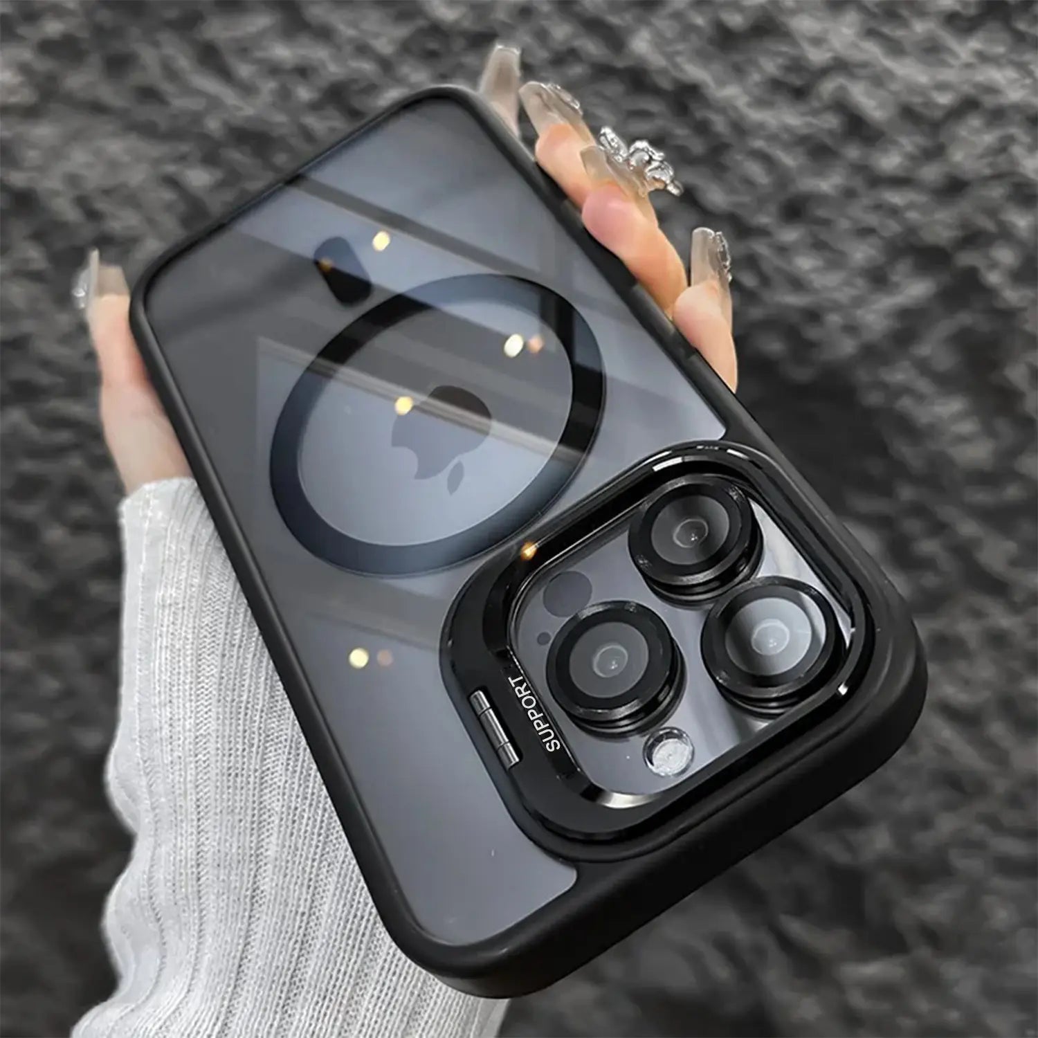 For Iphone 17 Pro Max 16 15 14 plus 13 Pro 12 11 Pro Max Magnetic Case,Compatible with Magsafe,Built-In Stand & Camera Lens Protector,Military-Grade Drop Shockproof Clear Acrylic Protective Phone Cover