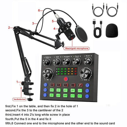 Zealsound Podcast Equipment Bundle, BM800 Podcast Microphone Bundle with V8S Voice Changer, Condenser Microphone Recording Studio Package for Podcasting Live Streaming Singing PC Mobile Tiktok Youtube