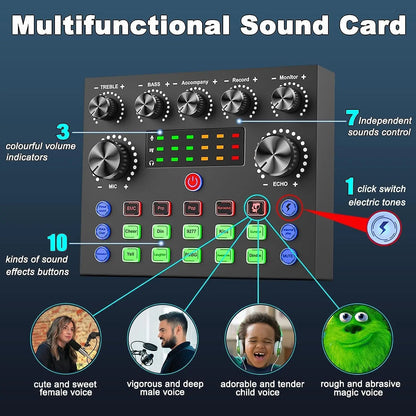 Zealsound Podcast Equipment Bundle, BM800 Podcast Microphone Bundle with V8S Voice Changer, Condenser Microphone Recording Studio Package for Podcasting Live Streaming Singing PC Mobile Tiktok Youtube