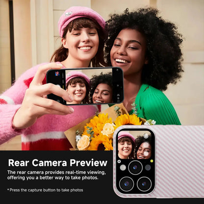 Smart Phone Case with 1.75-Inch HD Screen, 10 Second Custom Video Dial, Rear Camera Preview, Call & Message Alert, Music Control, Weather, Timer, Dynamic Smart Window, Multiple Model Options, Magnetic Wireless Charging, Practical Gadget Gift.