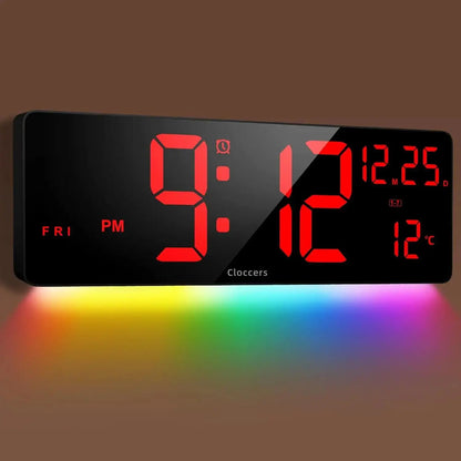 USB & Battery Charging Digital Wall Clock without Battery, Usb Powered Clock, Remote Control Large Screen with Indoor Temperature Date Week Display, Countdown Digital Timer, Digital Clock Decor
