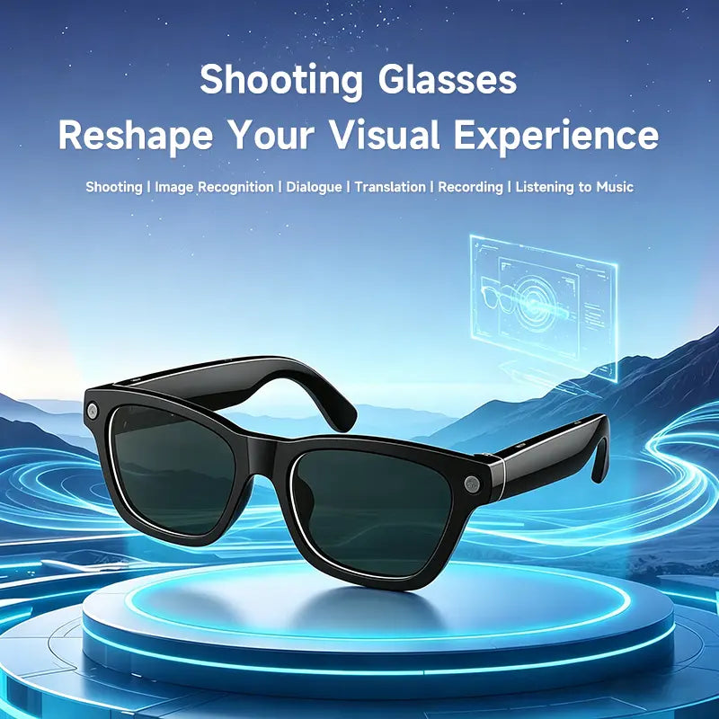 JEYUIN Smart Camera Glasses with Bluetooth Audio, Hands-Free Photo and Video Capture Wearable for Travel, Outdoor and Daily Use, Includes Translation Feature Support, Compatible with Iphone & Android