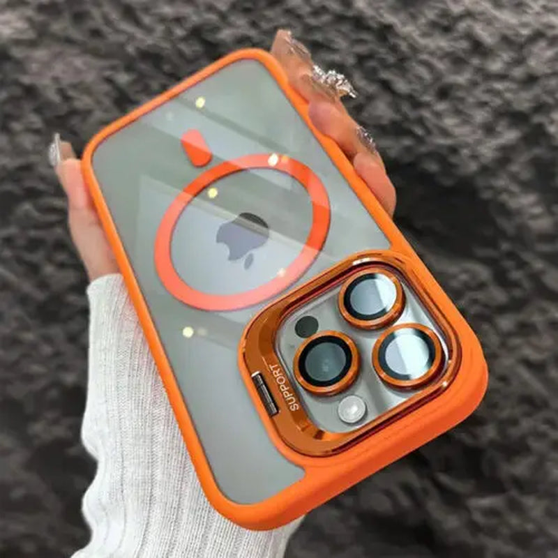 For Iphone 17 Pro Max 16 15 14 plus 13 Pro 12 11 Pro Max Magnetic Case,Compatible with Magsafe,Built-In Stand & Camera Lens Protector,Military-Grade Drop Shockproof Clear Acrylic Protective Phone Cover