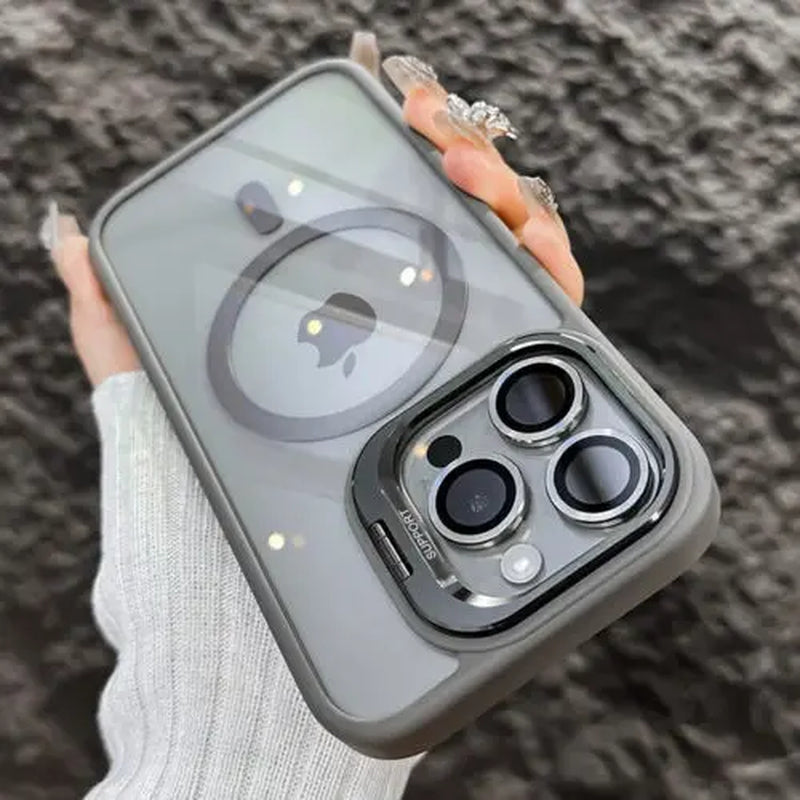 For Iphone 17 Pro Max 16 15 14 plus 13 Pro 12 11 Pro Max Magnetic Case,Compatible with Magsafe,Built-In Stand & Camera Lens Protector,Military-Grade Drop Shockproof Clear Acrylic Protective Phone Cover